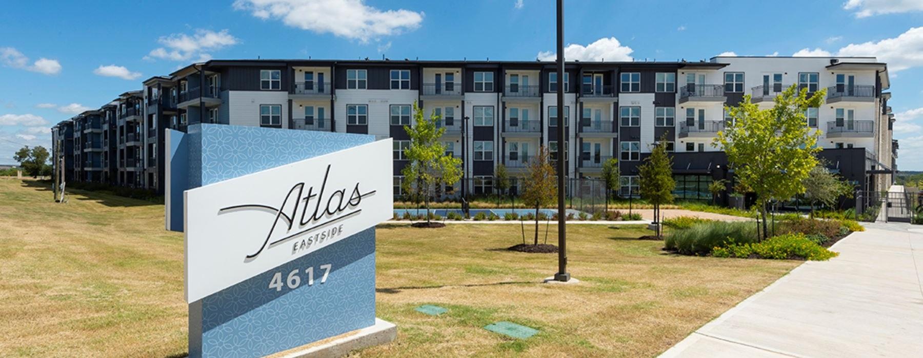 a building with a sign in front